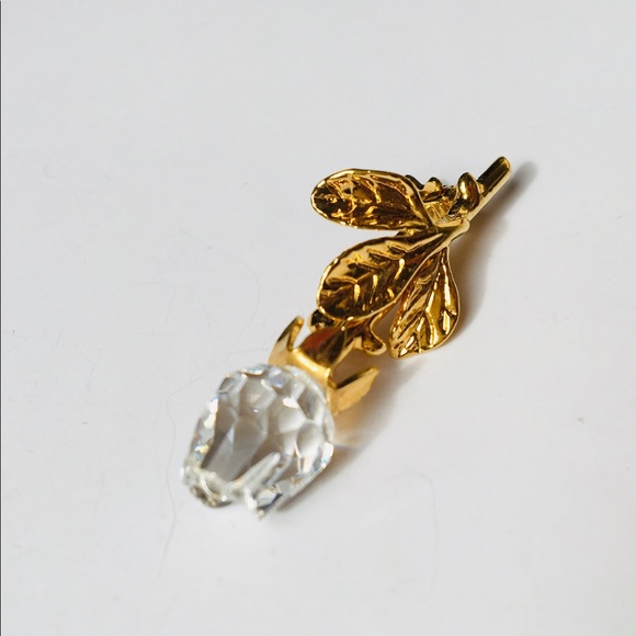 NWOT Swarovski Rose & Lily golden tone crystal brooch (2 pcs) - Picture 3 of 9